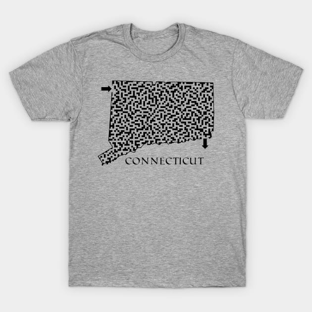 Connecticut State Outline Maze & Labyrinth T-Shirt by gorff